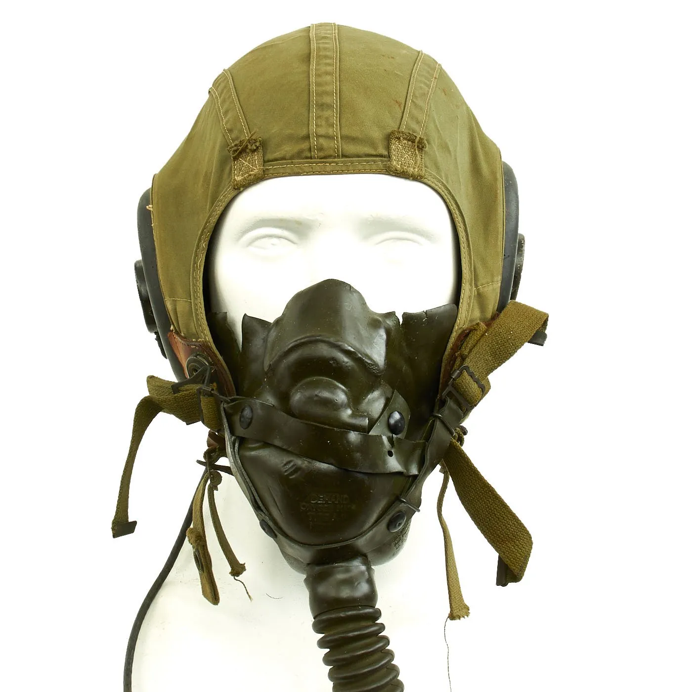 Original U.S. WWII USAAF Bomber Crew M3 Steel FLAK Helmet with A-14 Oxygen Mask and Inner Flight Helmet