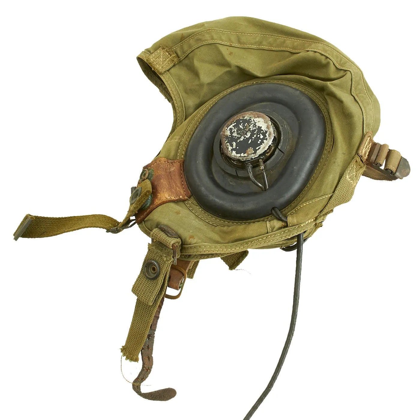 Original U.S. WWII USAAF Bomber Crew M3 Steel FLAK Helmet with A-14 Oxygen Mask and Inner Flight Helmet