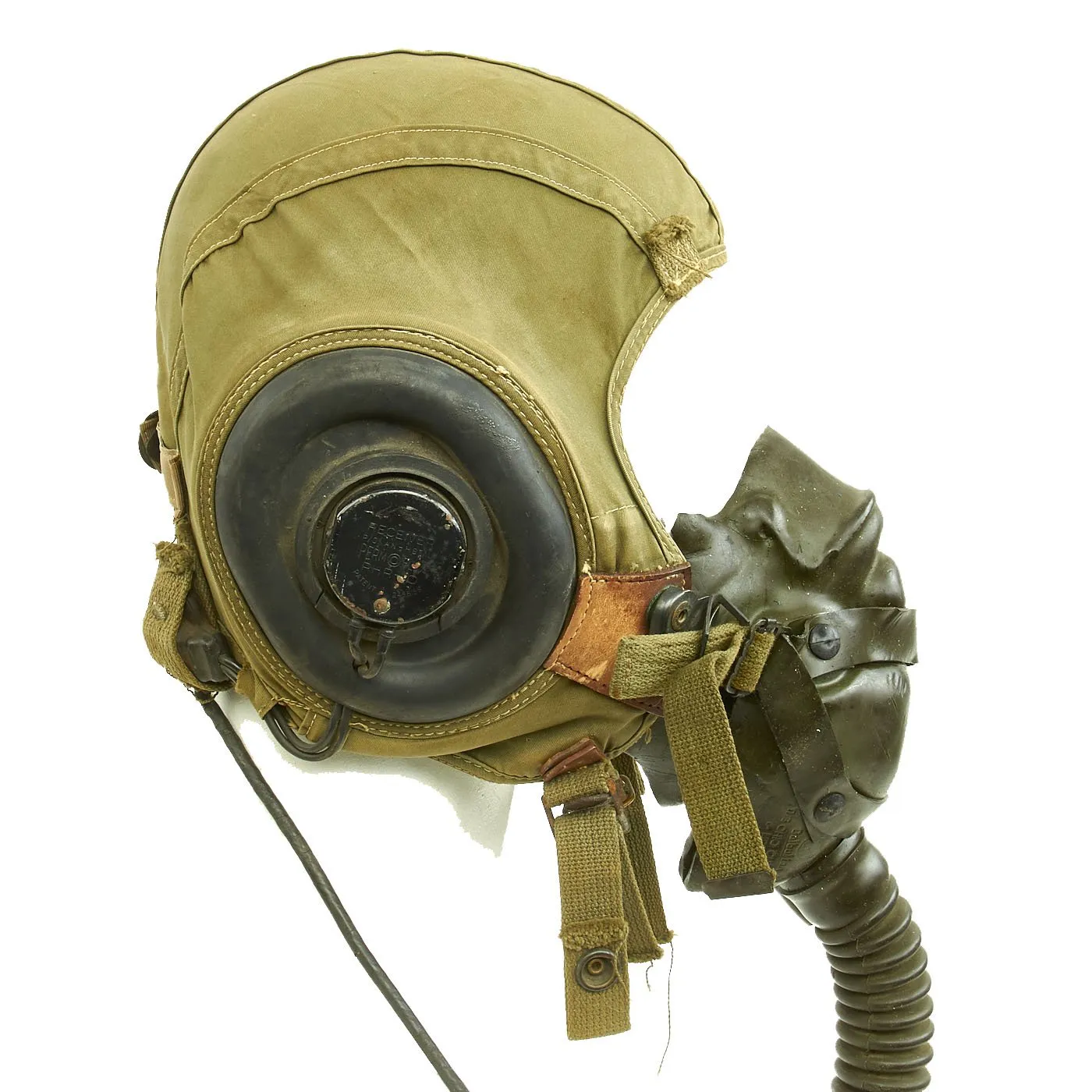 Original U.S. WWII USAAF Bomber Crew M3 Steel FLAK Helmet with A-14 Oxygen Mask and Inner Flight Helmet