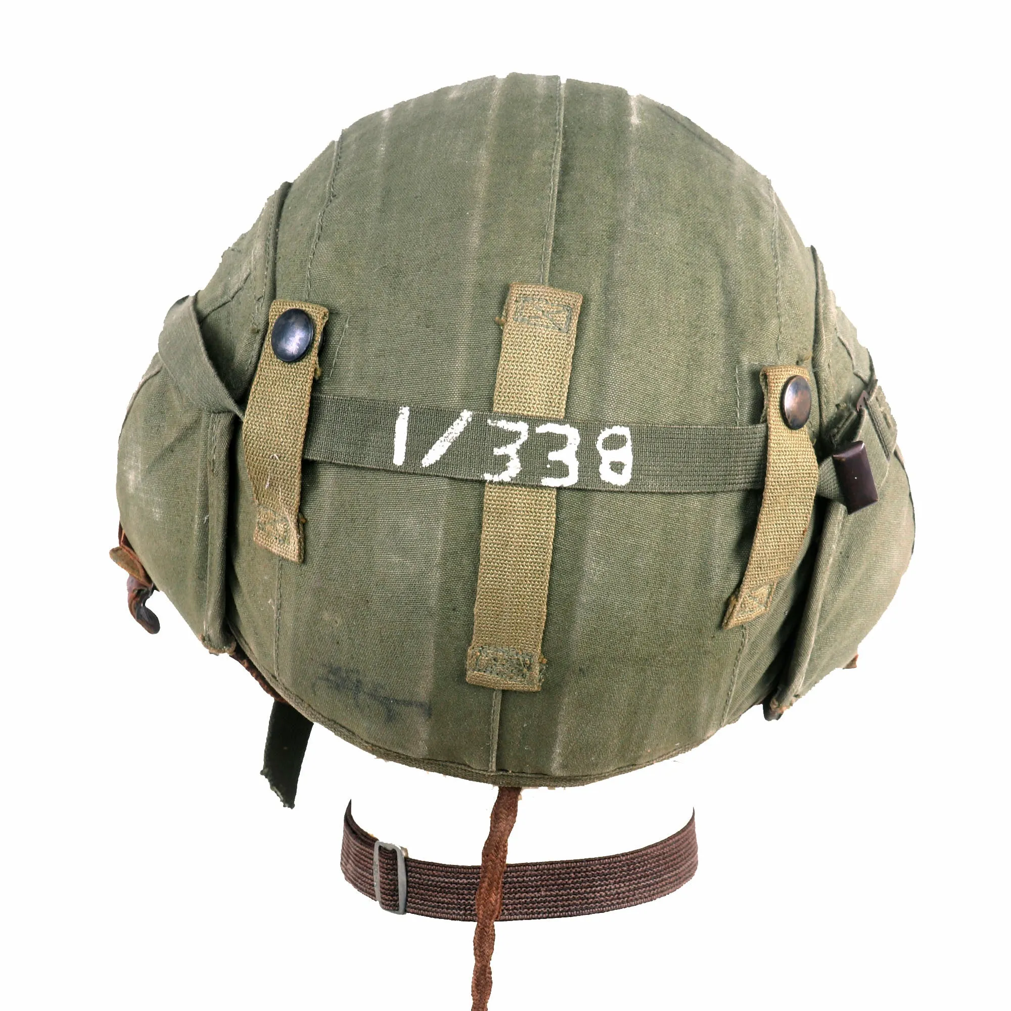 Original U.S. WWII USAAF Bomber Crew M4A2 Flak Helmet With AN-H-15 Flight Helmet, Throat Mic, B-8 Goggles and A-14 Oxygen Mask  - With Original Boxes