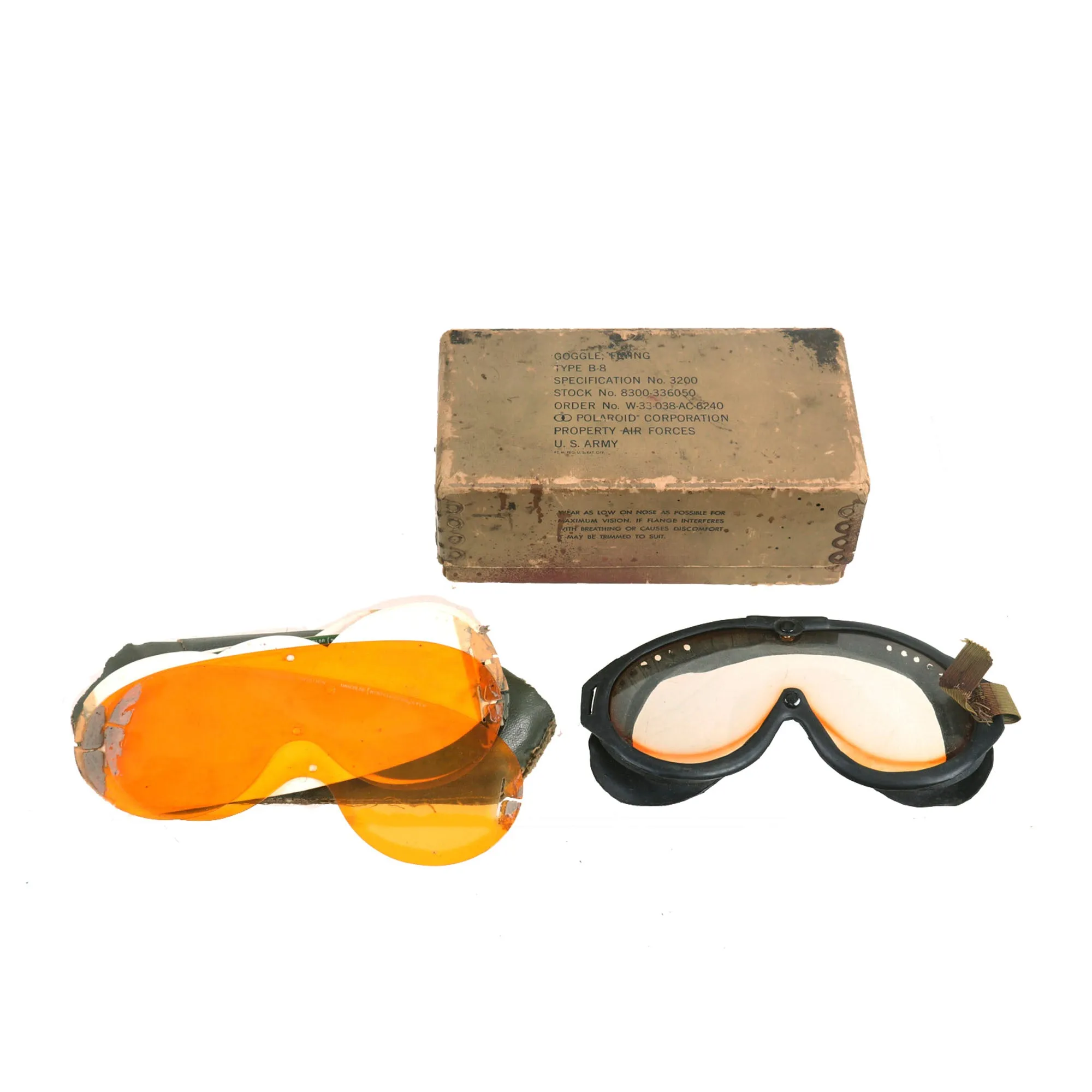 Original U.S. WWII USAAF Bomber Crew M4A2 Flak Helmet With AN-H-15 Flight Helmet, Throat Mic, B-8 Goggles and A-14 Oxygen Mask  - With Original Boxes