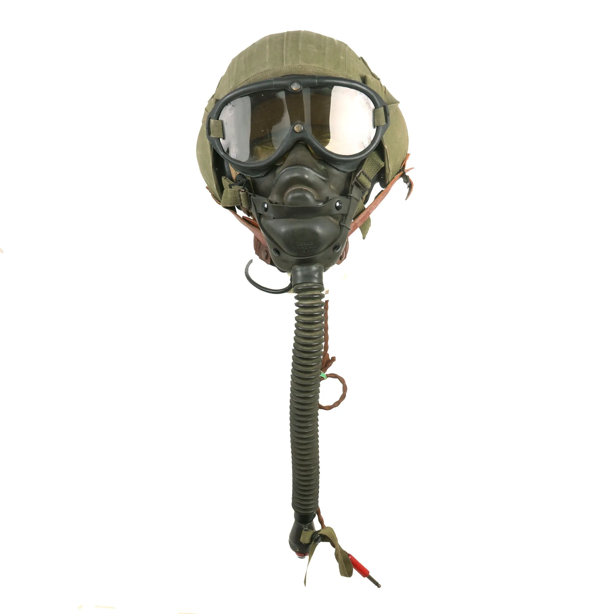 Original U.S. WWII USAAF Bomber Crew M4A2 Flak Helmet With AN-H-15 Flight Helmet, Throat Mic, B-8 Goggles and A-14 Oxygen Mask  - With Original Boxes