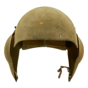 Original U.S. WWII USAAF Bomber Crew M5 Steel FLAK Helmet with Complete Liner and Chinstrap - Unissued Condition