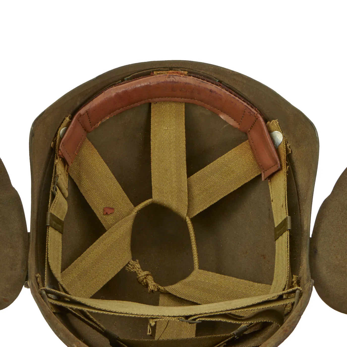 Original U.S. WWII USAAF Bomber Crew M5 Steel FLAK Helmet with Complete Liner Rigging