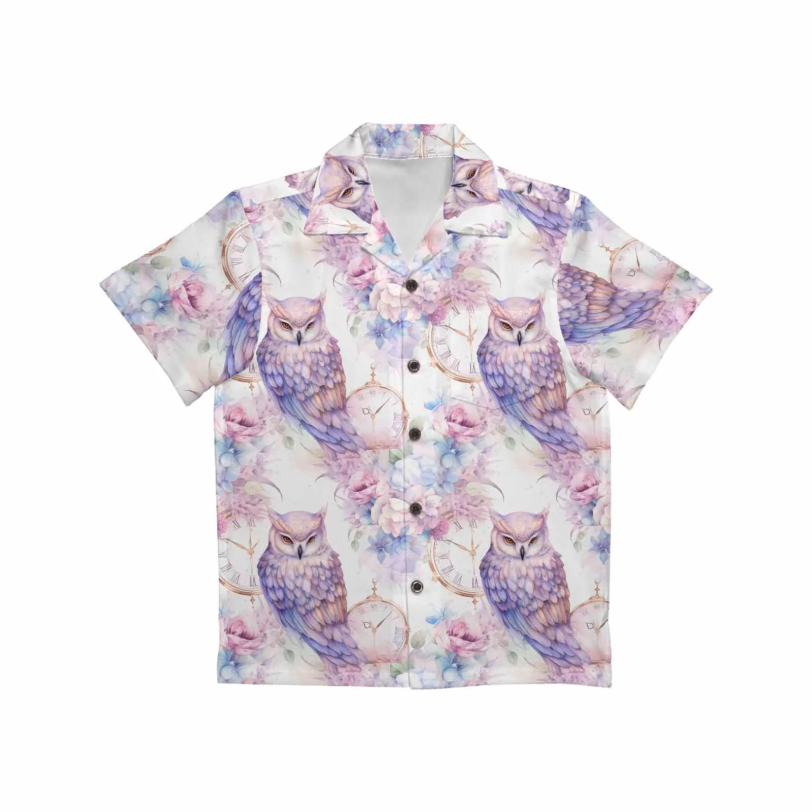 Pastel Owls  Little Boys Hawaiian Shirt