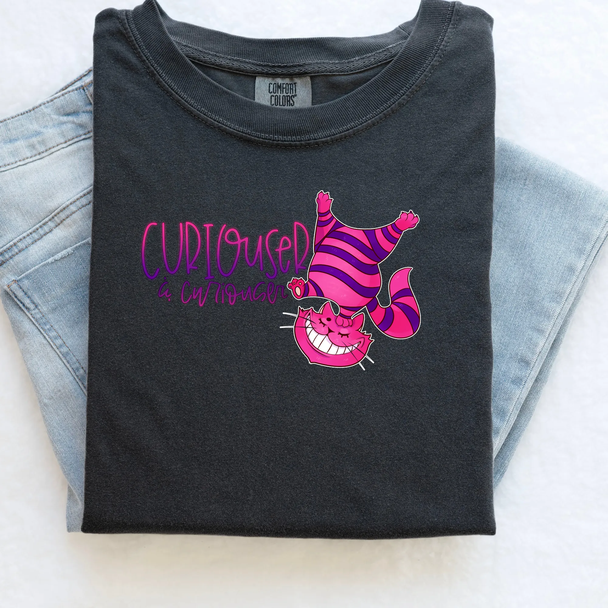 Pink and Purple Cat Shirt | Curious Cat Shirt