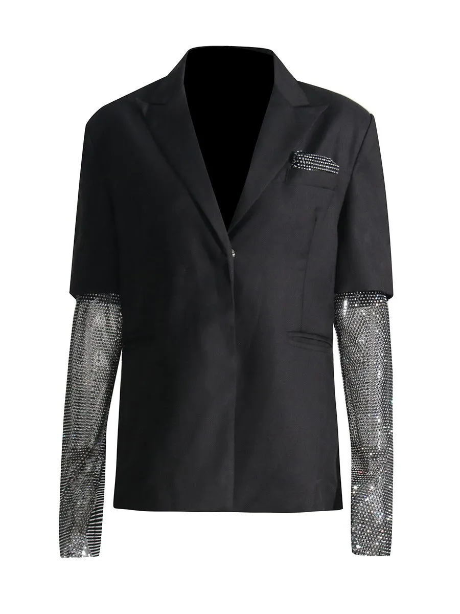 Pre Order:  Stitched Black Mid-Length Blazer