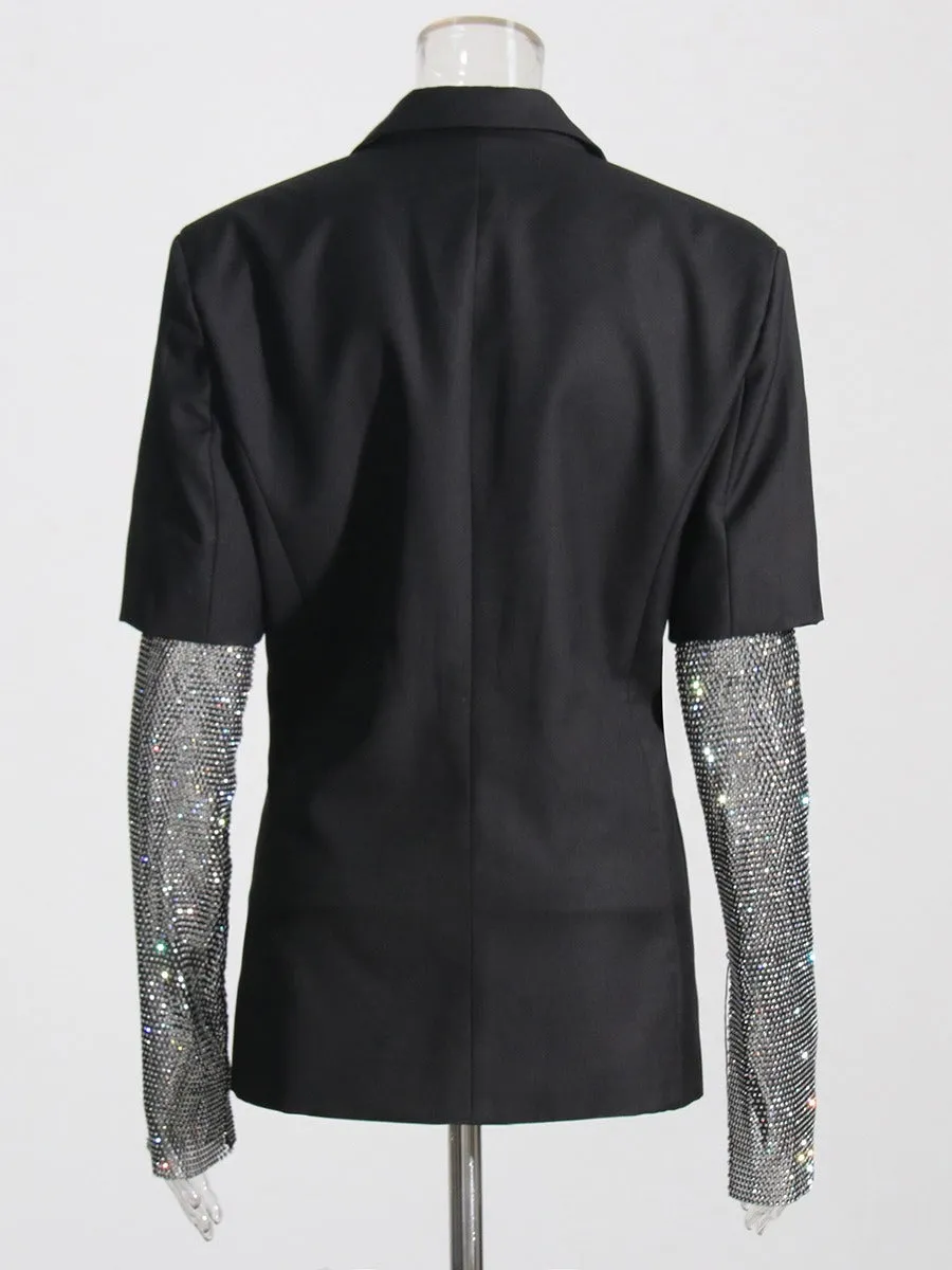 Pre Order:  Stitched Black Mid-Length Blazer