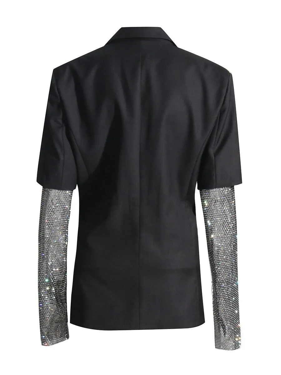 Pre Order:  Stitched Black Mid-Length Blazer