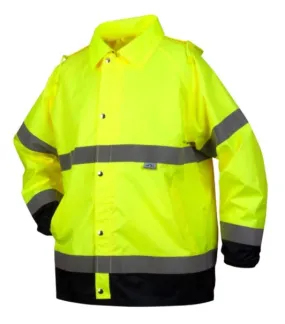 Pyramex® Hi-Vis Waterproof Rain Jacket With Draw String Hood - Class 3 - RRWJ3110