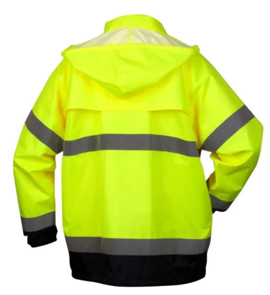 Pyramex® Hi-Vis Waterproof Rain Jacket With Draw String Hood - Class 3 - RRWJ3110