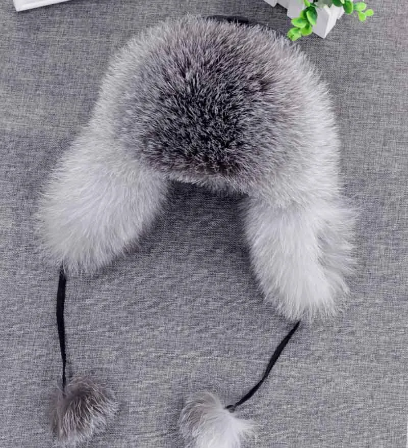 Real Fox Fur Ear Flap Fur Aviator Bomber Hat (Multi-Colors)