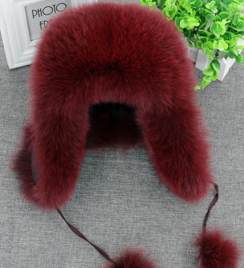 Real Fox Fur Ear Flap Fur Aviator Bomber Hat (Multi-Colors)