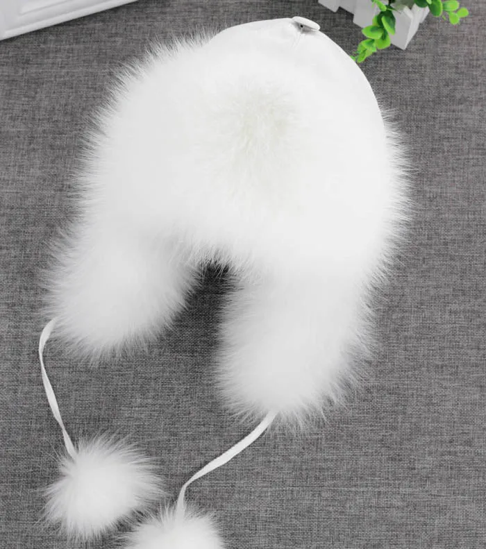 Real Fox Fur Ear Flap Fur Aviator Bomber Hat (Multi-Colors)