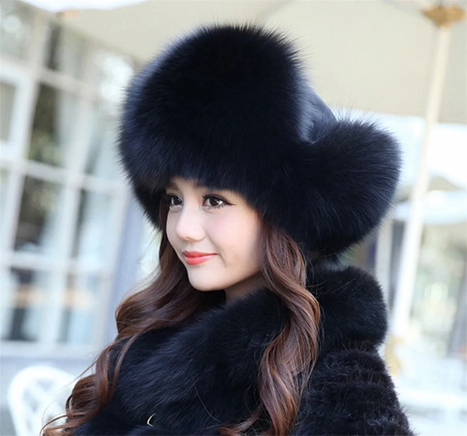 Real Fox Fur Ear Flap Fur Aviator Bomber Hat (Multi-Colors)