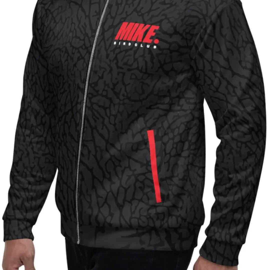 Retro Black Cement Bomber Jacket