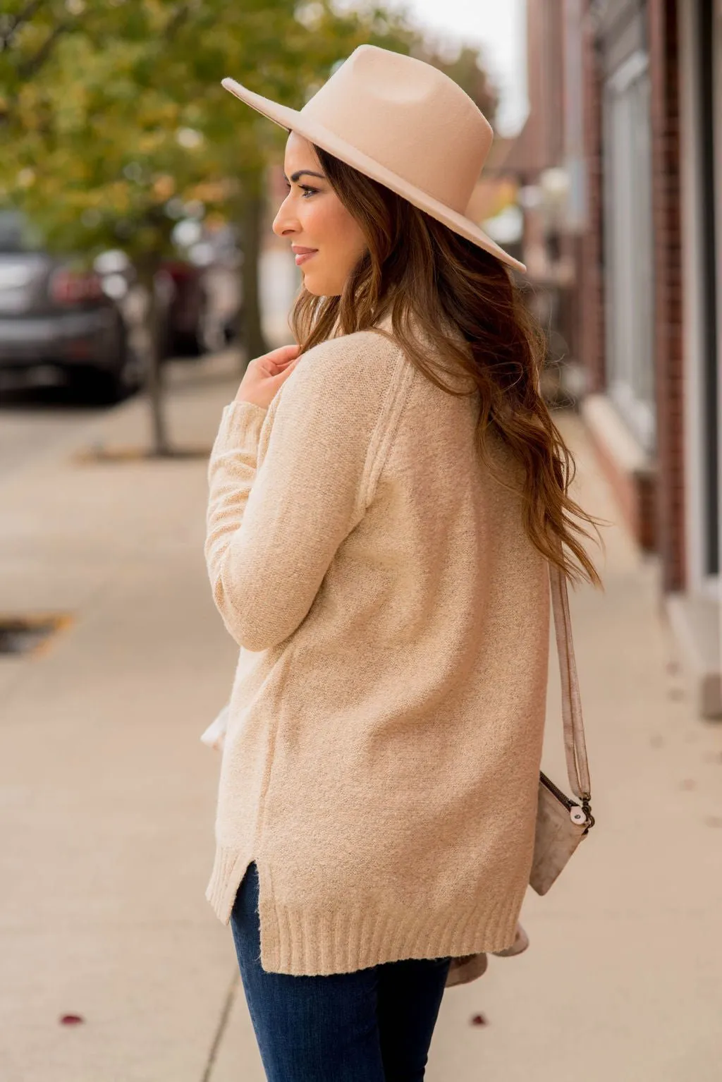 Ribbed Trim Turtleneck Tunic