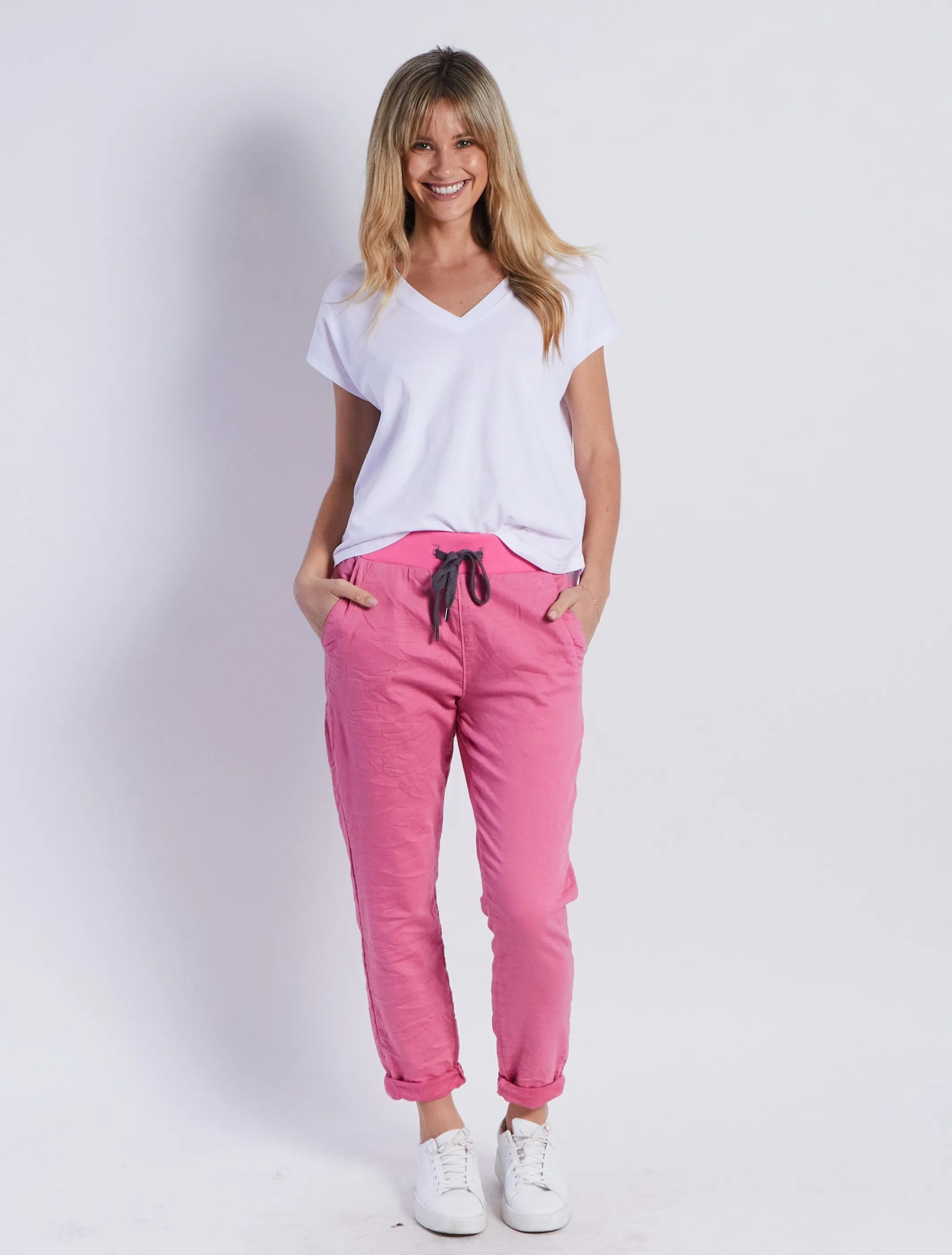 Riley Denim Joggers - Pink