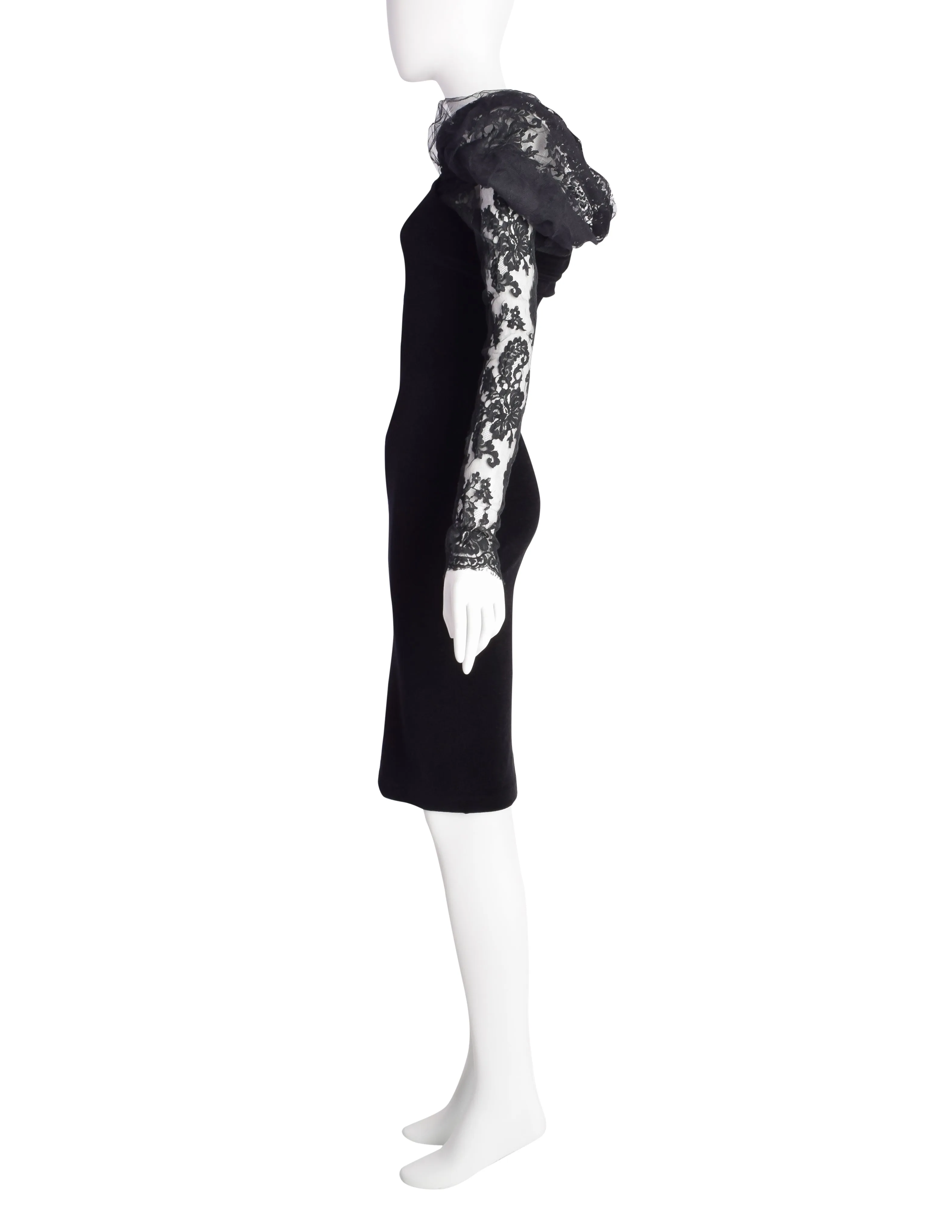 Romeo Gigli Vintage AW 1995 Black Velvet and Lace Dress Ensemble