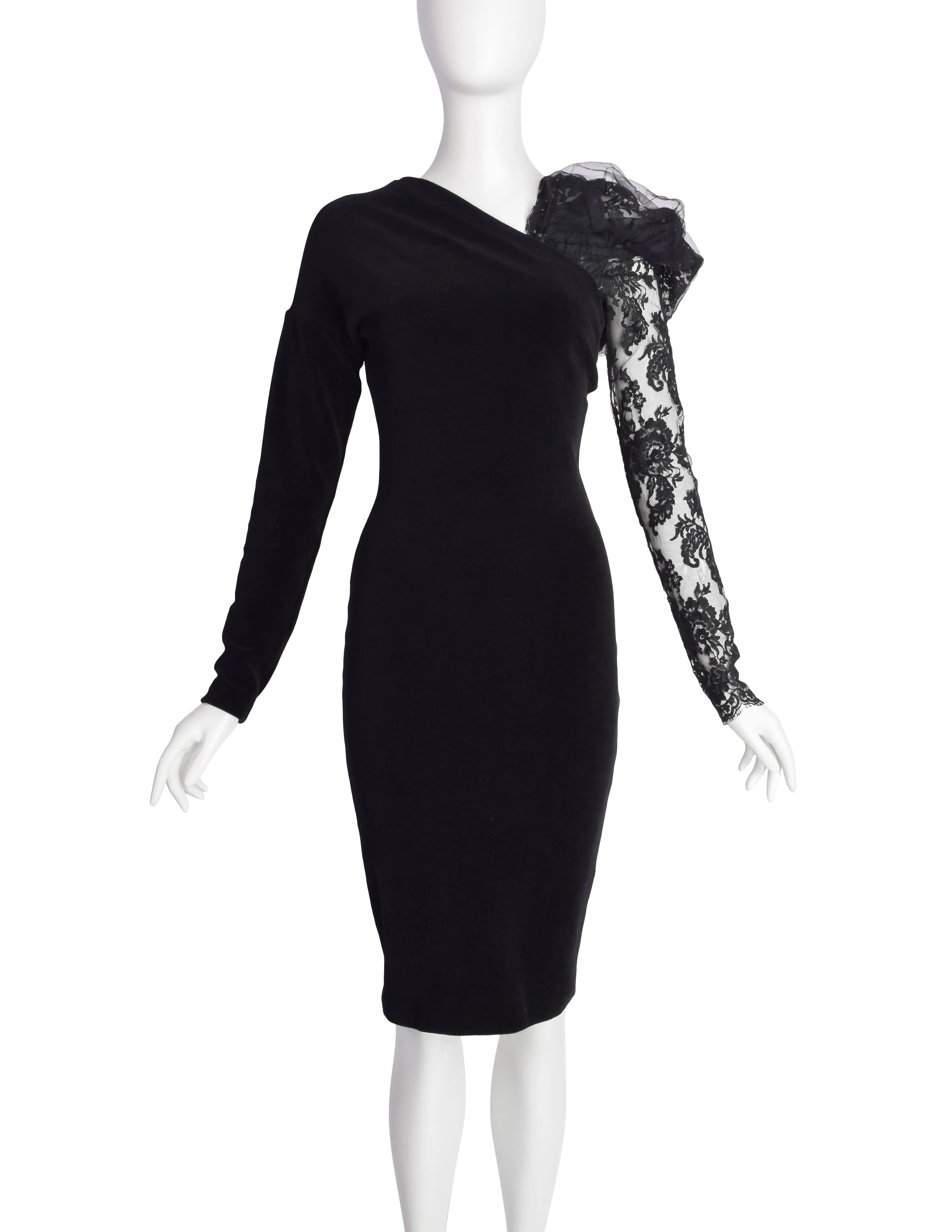 Romeo Gigli Vintage AW 1995 Black Velvet and Lace Dress Ensemble