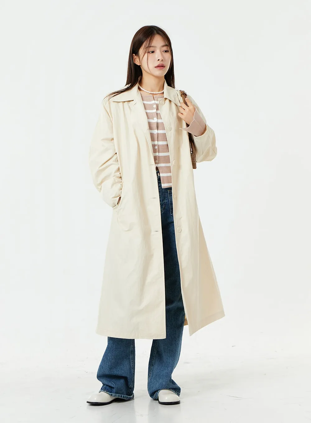 Round Neck Ribbed Stripe Cardigan OS07