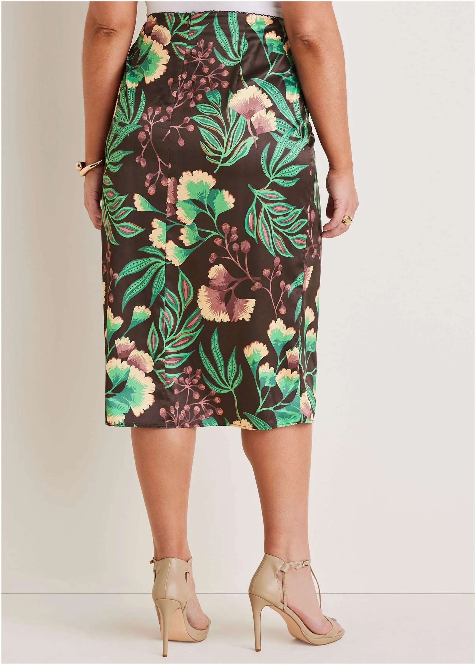 Ruched Detail Midi Skirt - Lake Botanical