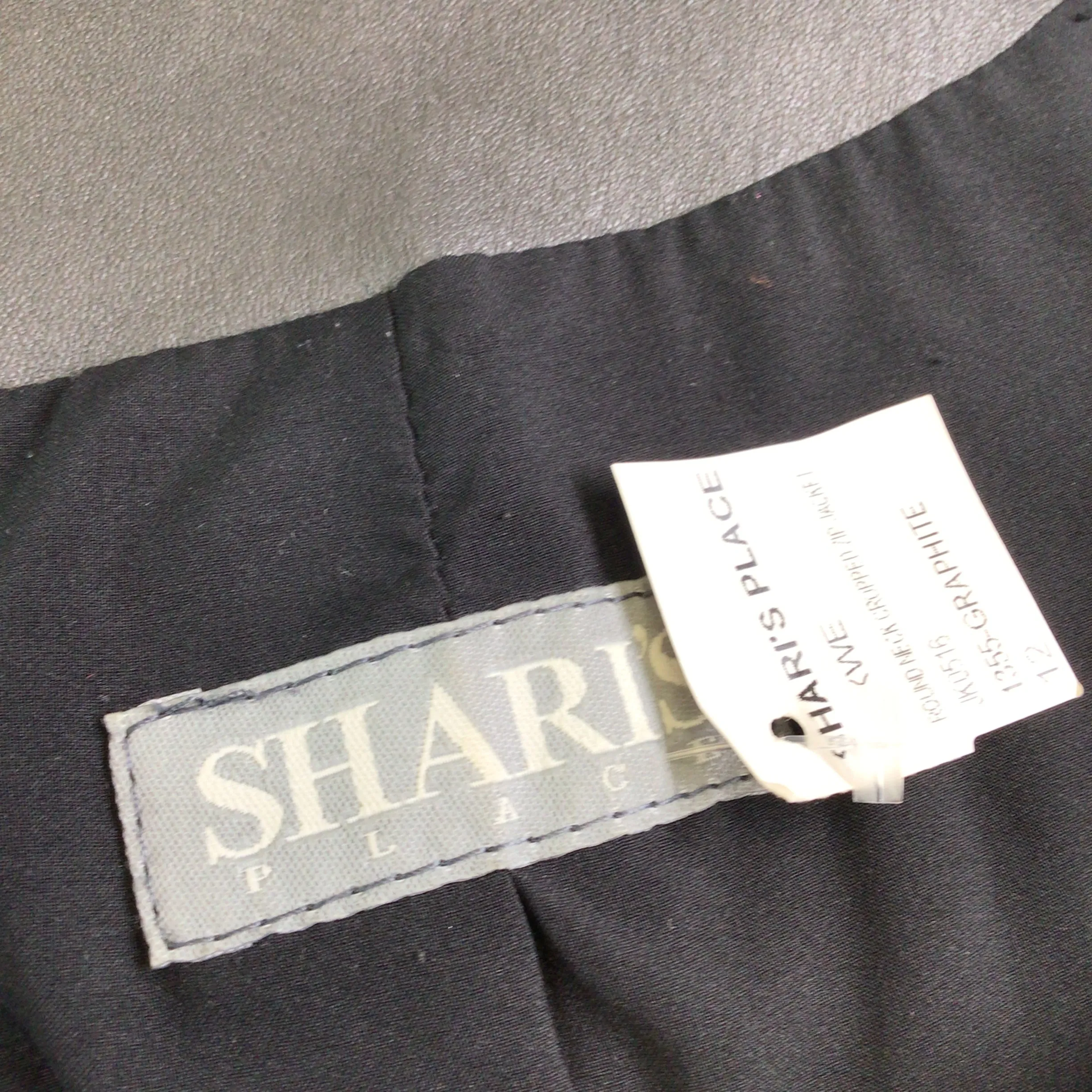 Shari's Place Graphite Cropped Round Neck Full Zip Leather Jacket