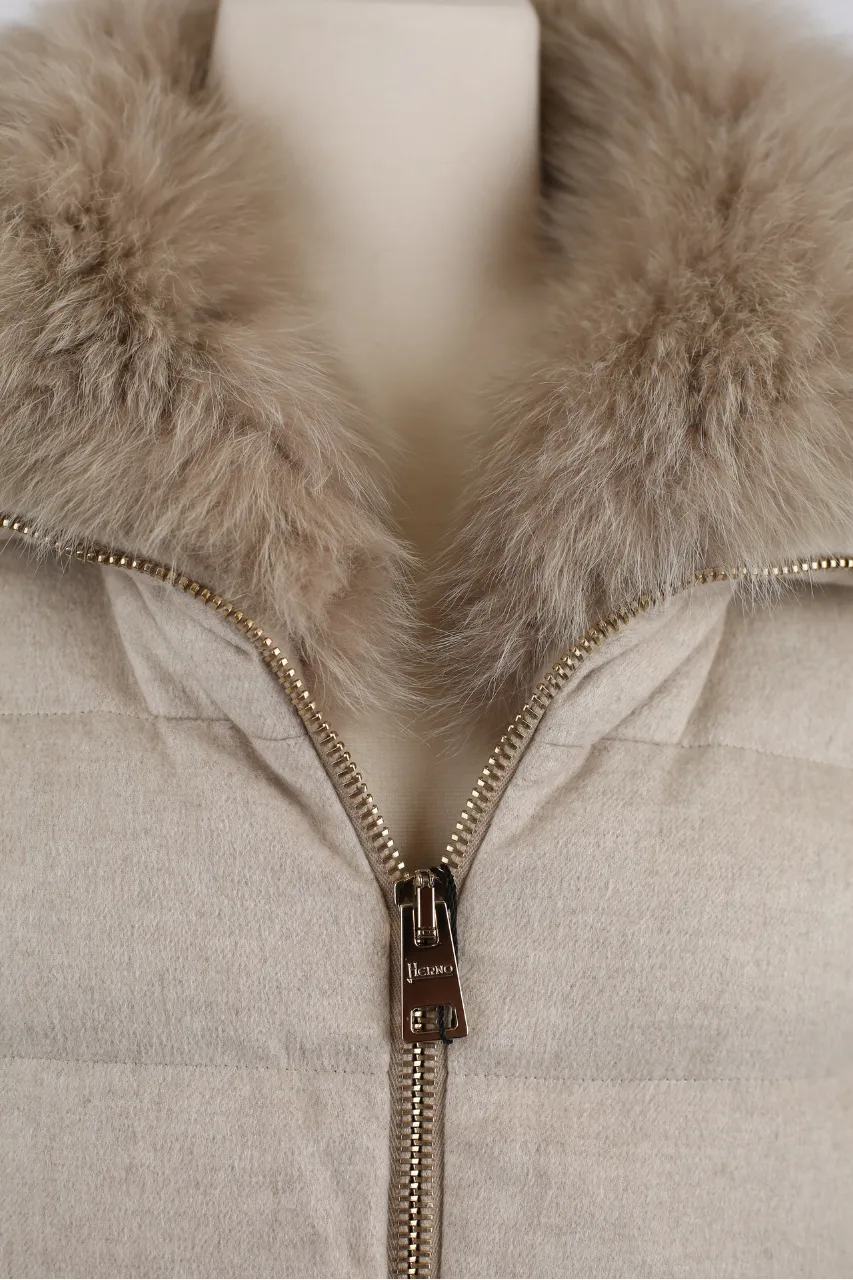 Silk/Cashmere Parka W/ Fur Trim