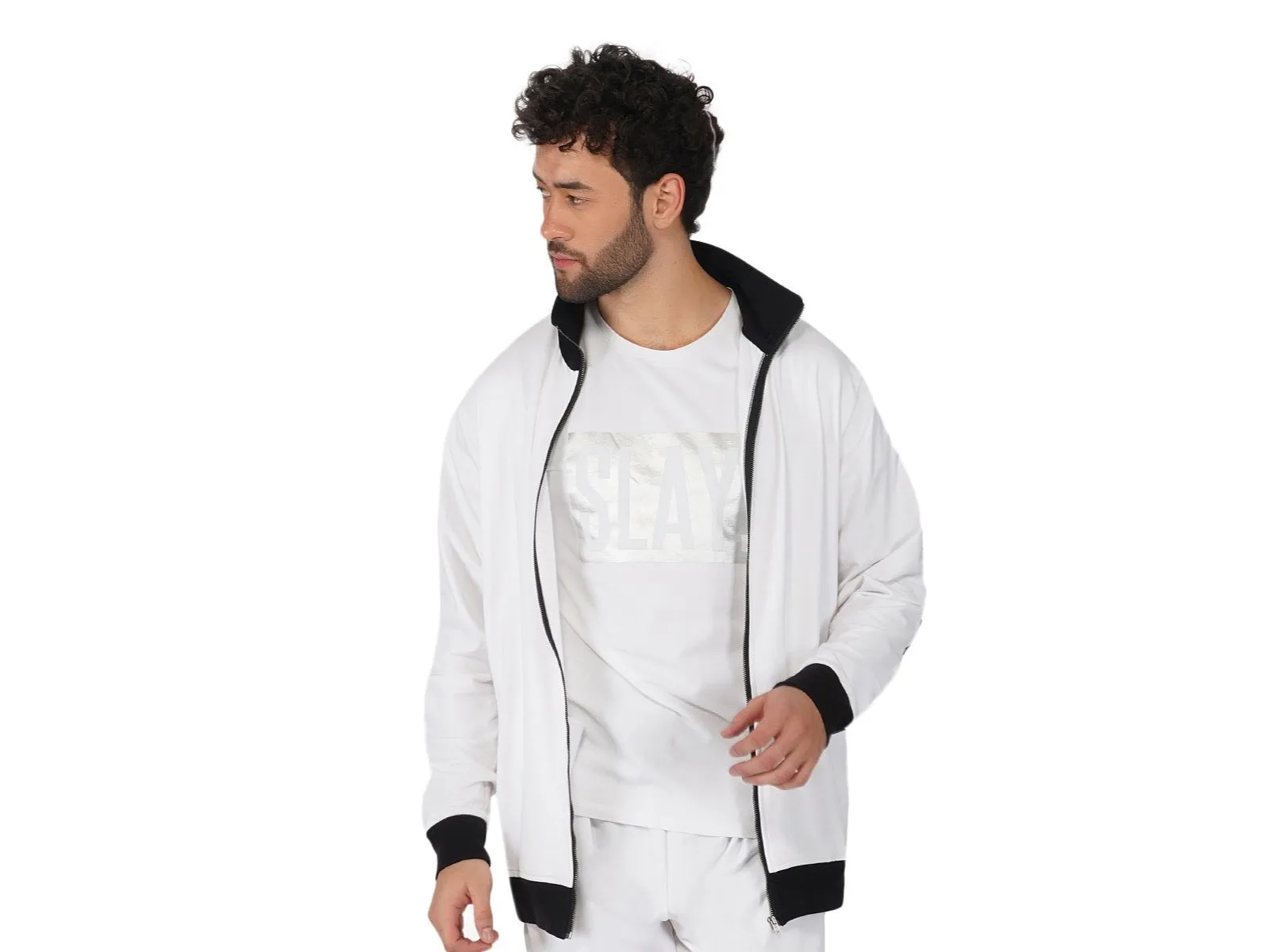 SLAY. Classic Men's Limited Edition White Bomber Jacket