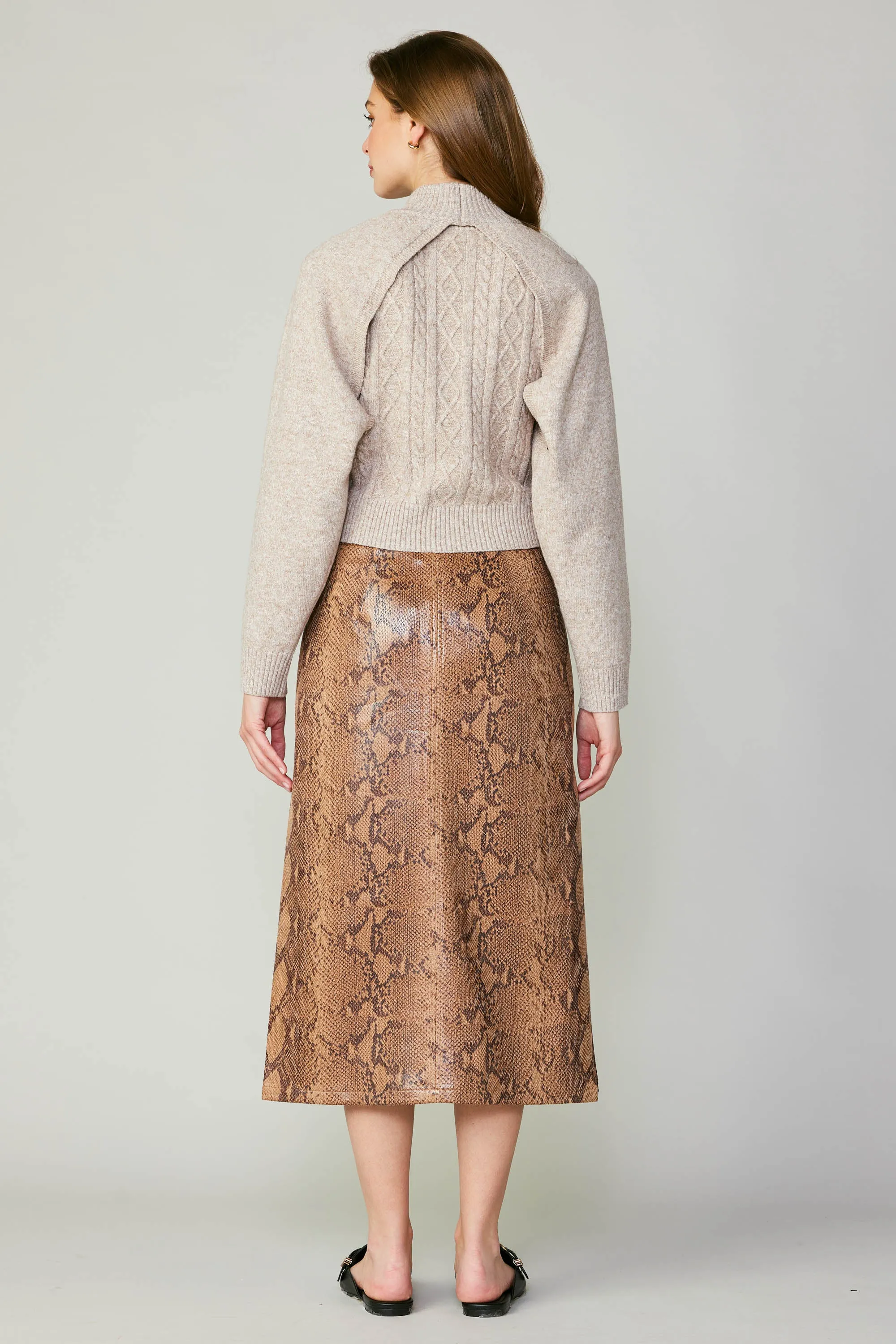 Snake Print Midi Skirt