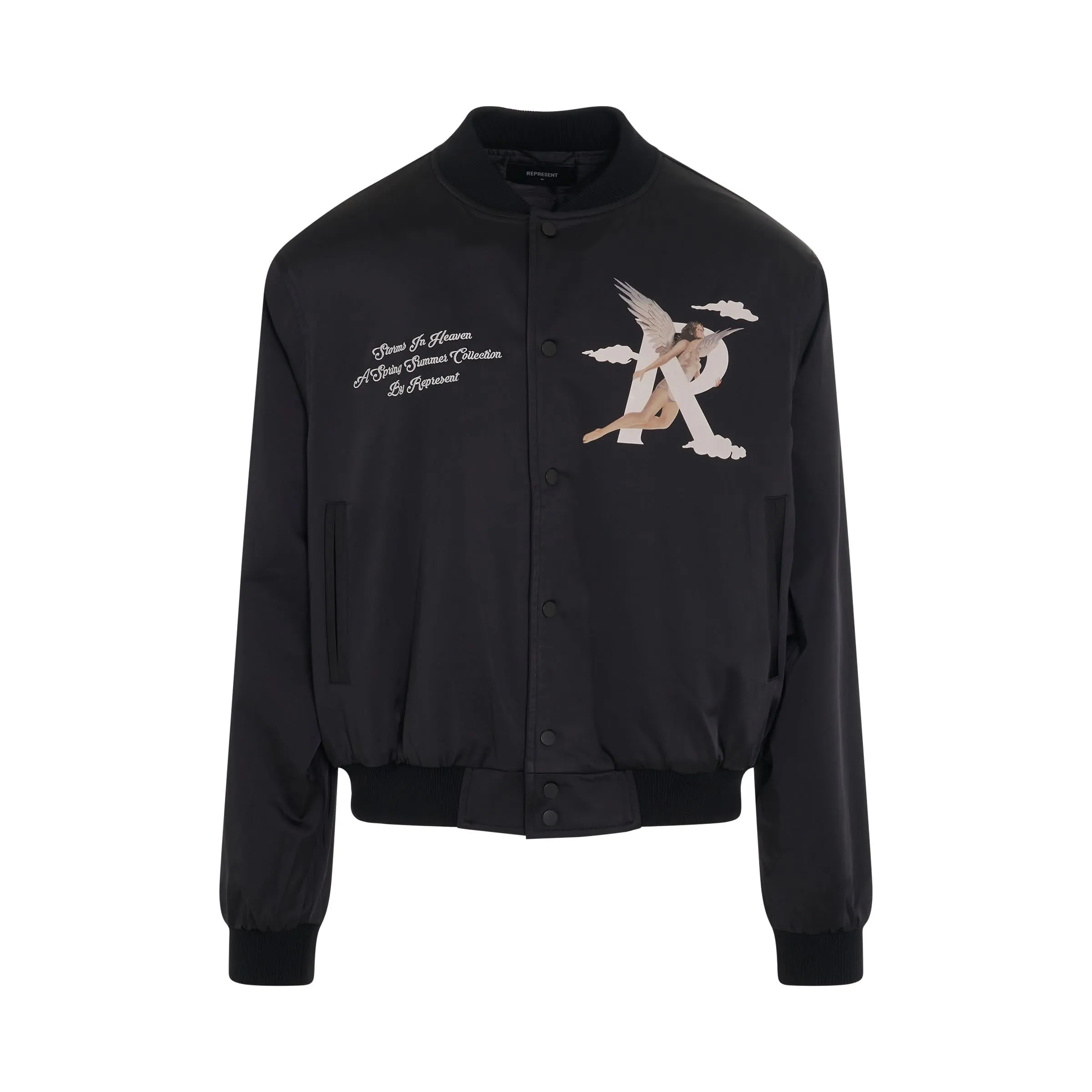 Storms in Heaven Souvenir Bomber Jacket in Jet Black