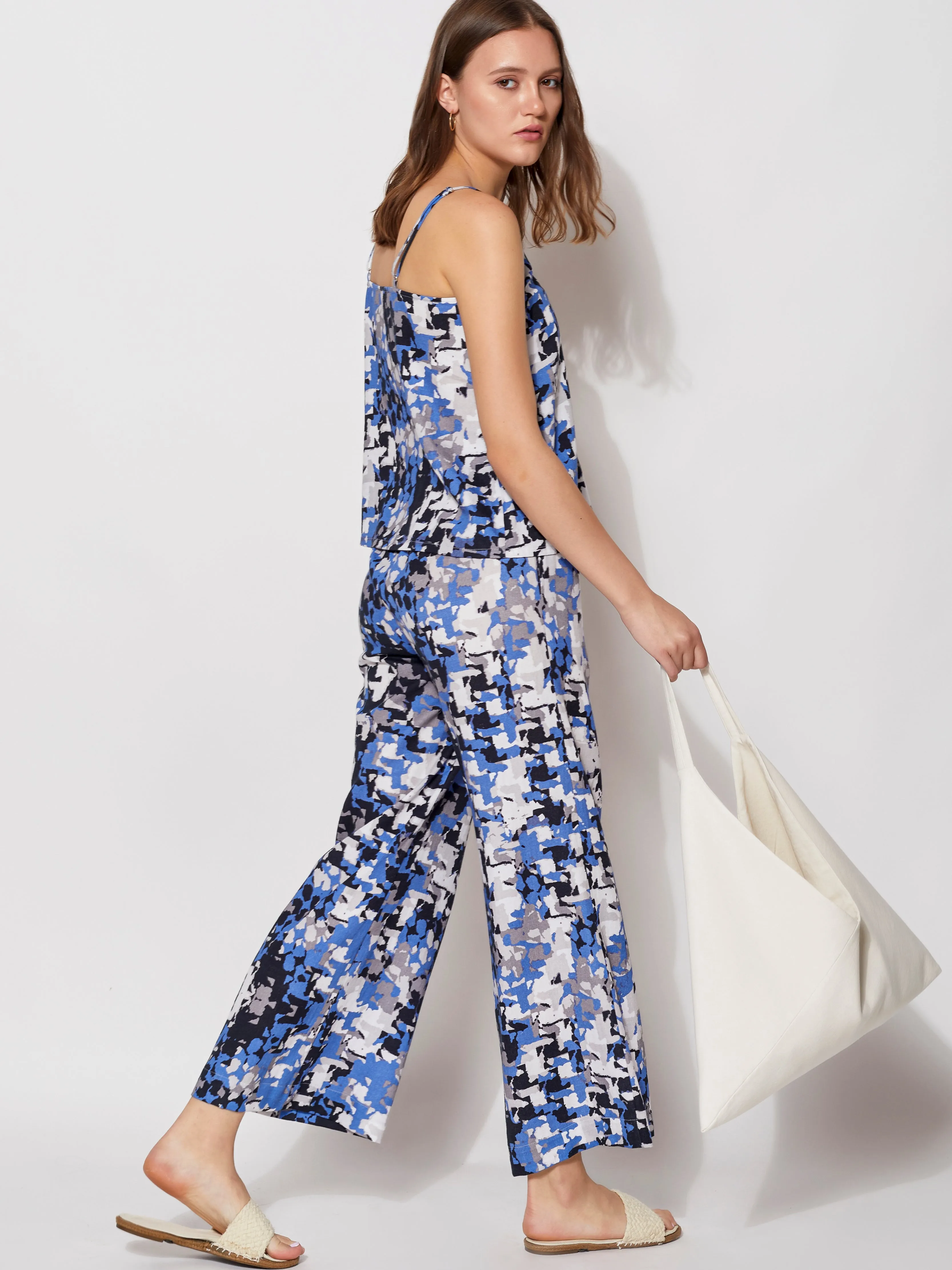 Sustainable Organic Oasis Printed Wide-leg Lounge Set