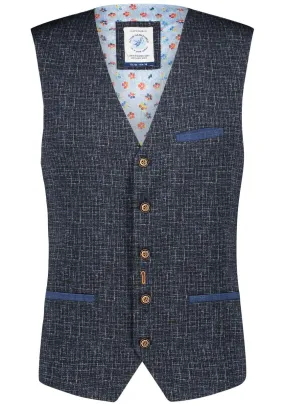 Travel Structure Printed Blue Waistcoat