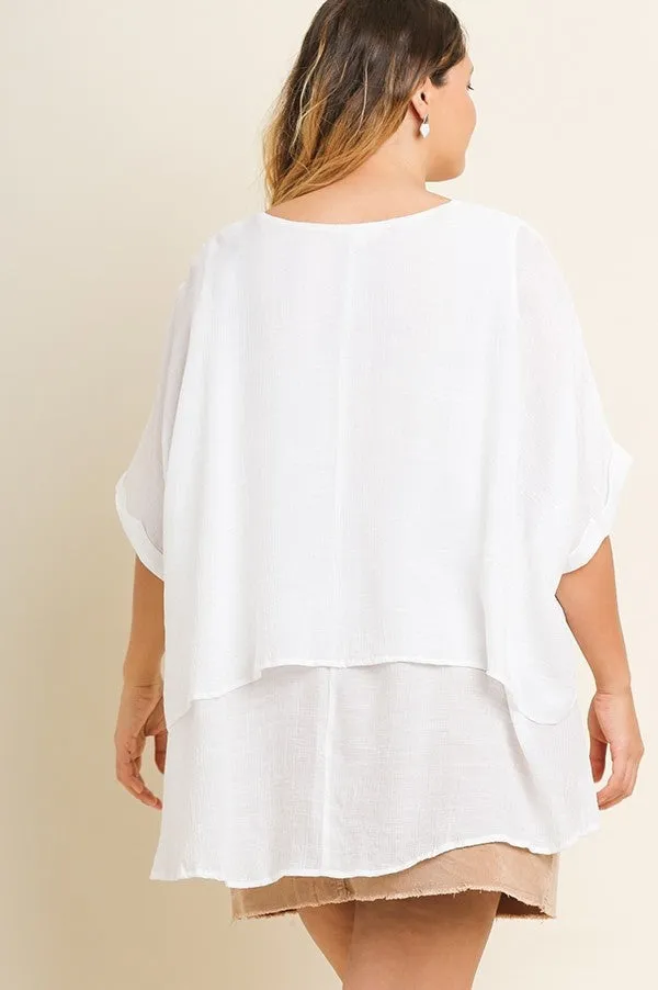 Umgee Lightweight Layered Tunic in Off White FINAL SALE