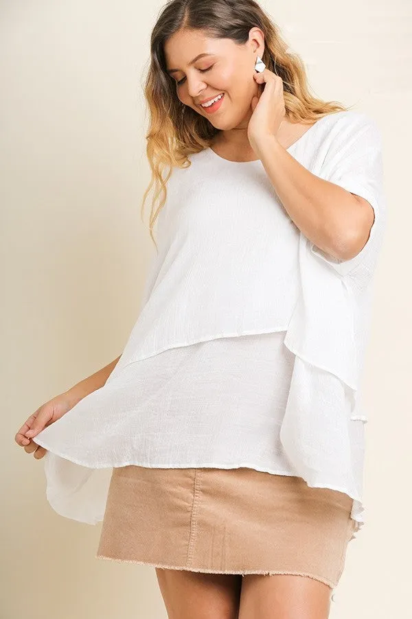 Umgee Lightweight Layered Tunic in Off White FINAL SALE