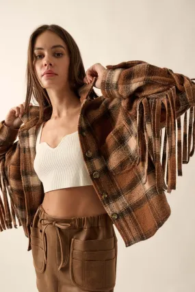 Up the Country Plaid Fringe Shacket