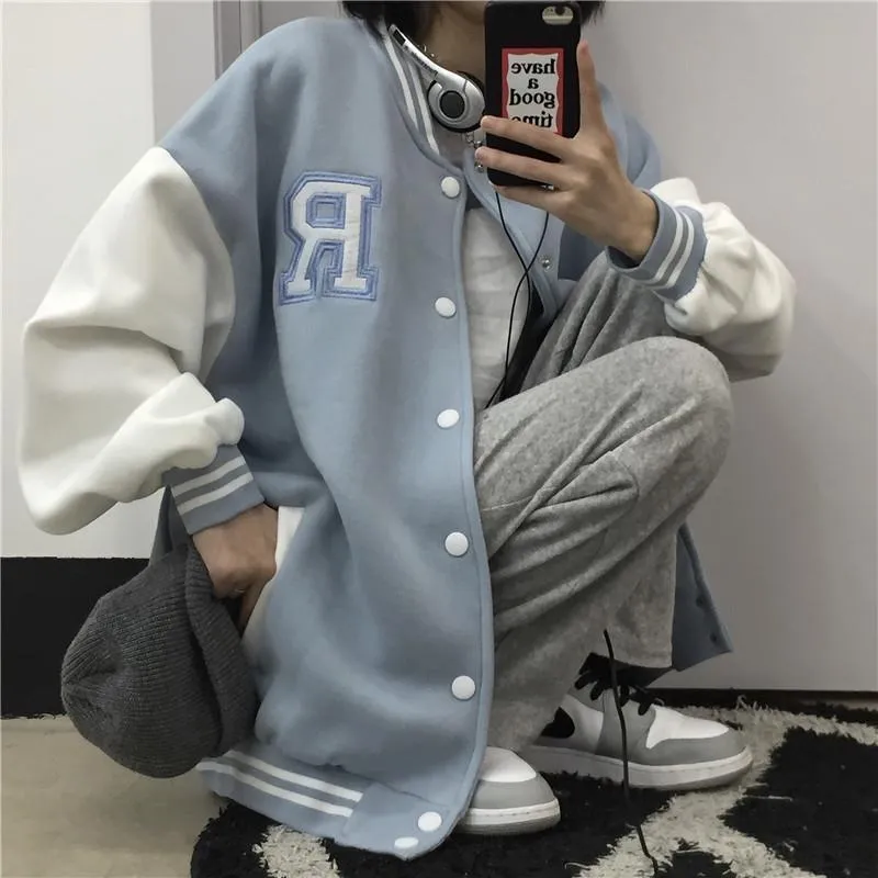 Wenkouban 2023 New Coat Ladies And Jacket Couple Tops College Style Coat Ladies Tops Couple Cardigan High Quality Baseball Uniform