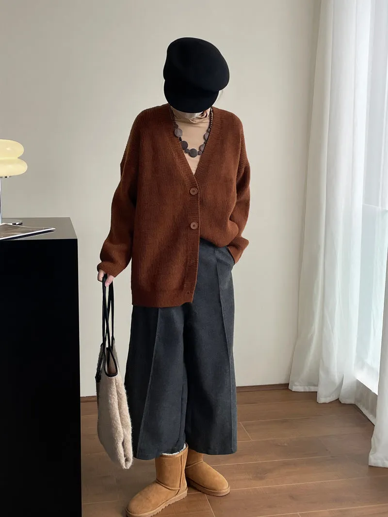 Wenkouban 90s streetwear Retro Style Mid-Length Sweater Coat Casual All-Match Soft Knitted Cardigan