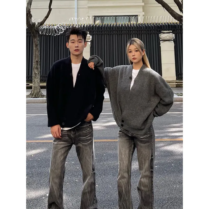 Wenkouban boy outfits fall street style Cardigan Sweater Men's and Women's Spring and Autumn Coat Sweater