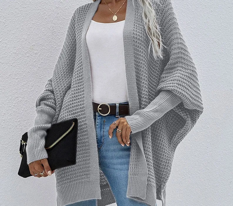 Wenkouban Women Oversized Cardigan Knitted Coat Autumn Oversize Sweater Bat Sleeve Women's Knitted Jacket Loose Oversize Cardigan Women