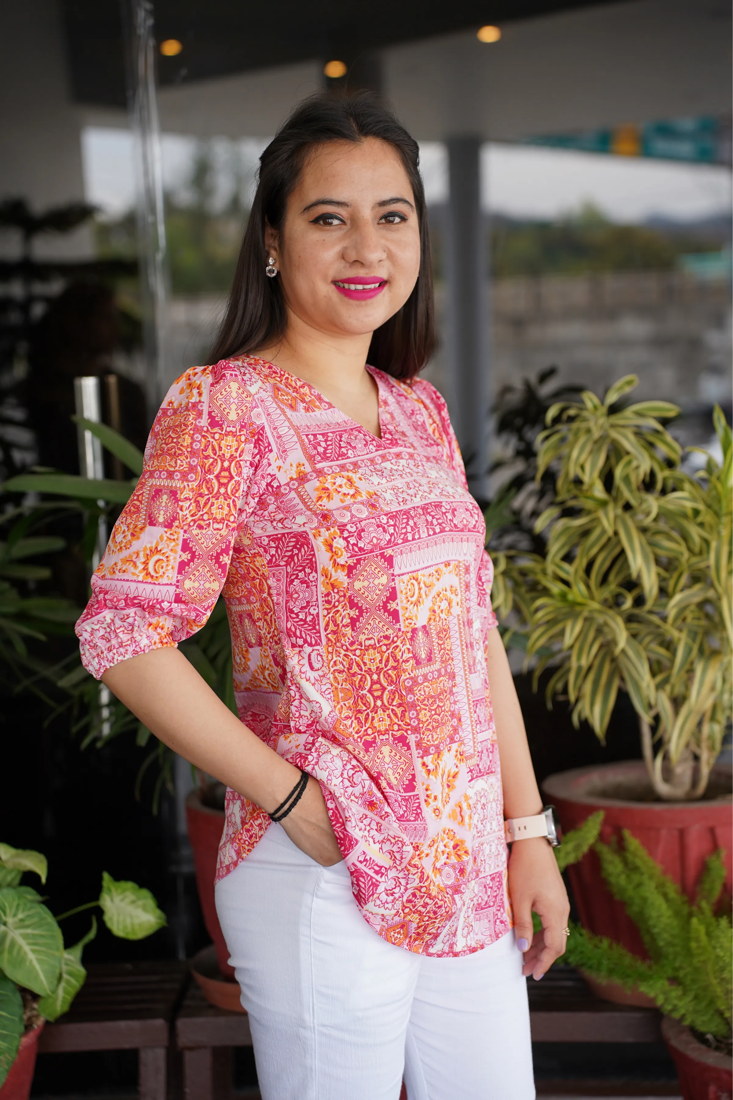 Whimsical Pink Printed Top