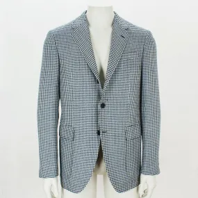 White & Navy Houndstooth Check Blazer