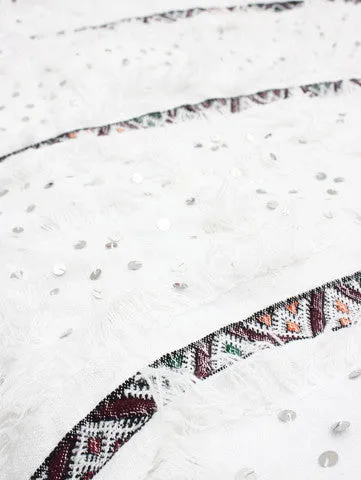 White and Kilim Moroccan Wedding Blanket