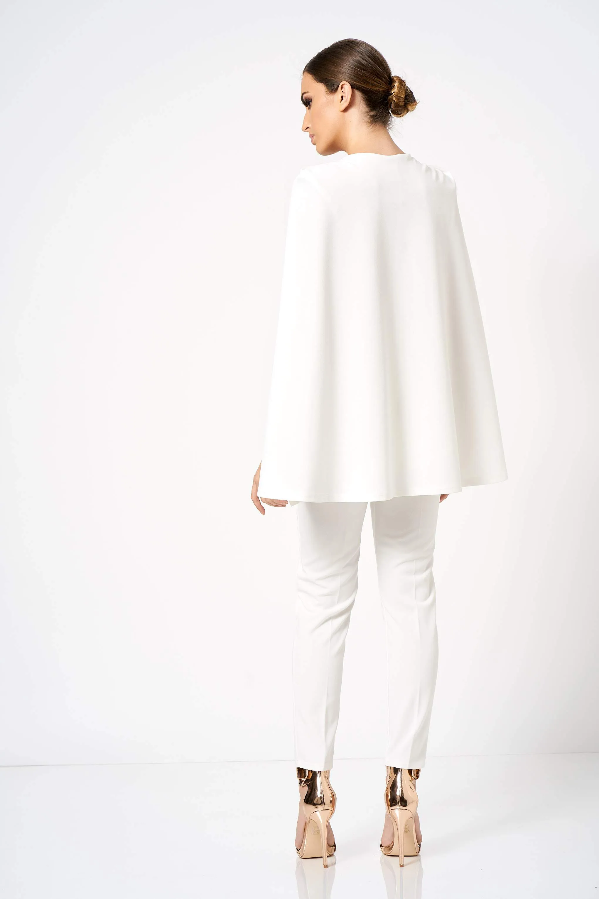 White Double Breasted Cape Co-ord Blazer