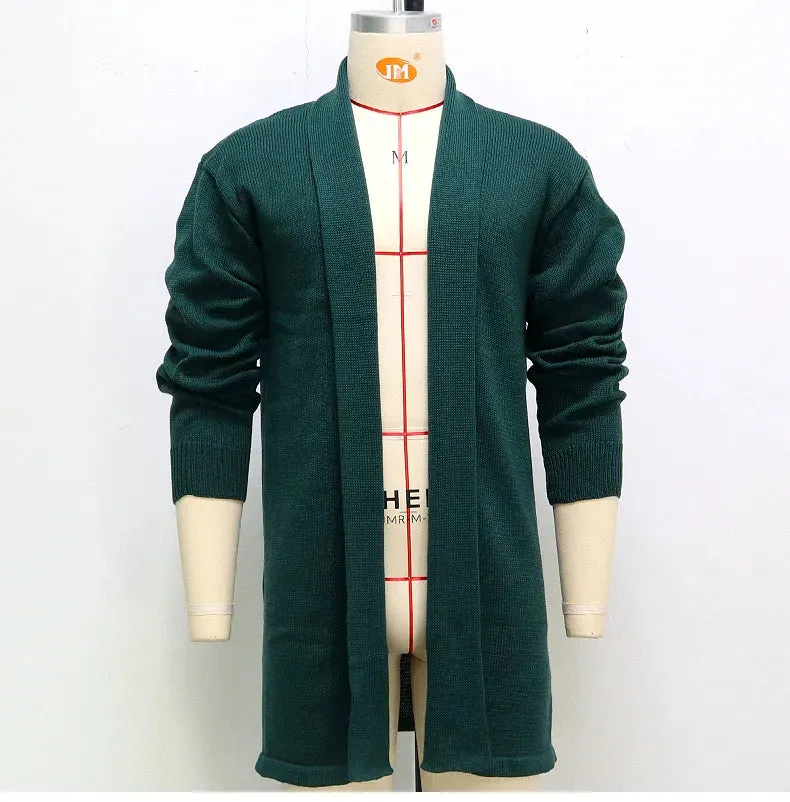 Wiaofellas  -  European American Male Fashion Street Knitted Cardigan Spring  Autumn Thin Knit Shirt Men's Sweater Loose Long Woolen Coat