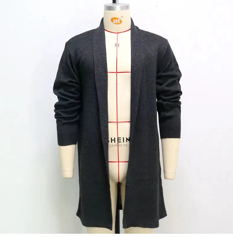 Wiaofellas  -  European American Male Fashion Street Knitted Cardigan Spring  Autumn Thin Knit Shirt Men's Sweater Loose Long Woolen Coat