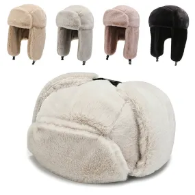 Winter Cycling Ski Hat Warm Earmuffs Thicken Plush  Ear-flapped Hat For Men and Women Faux Fur Windproof Cap Russian Bomber Hat