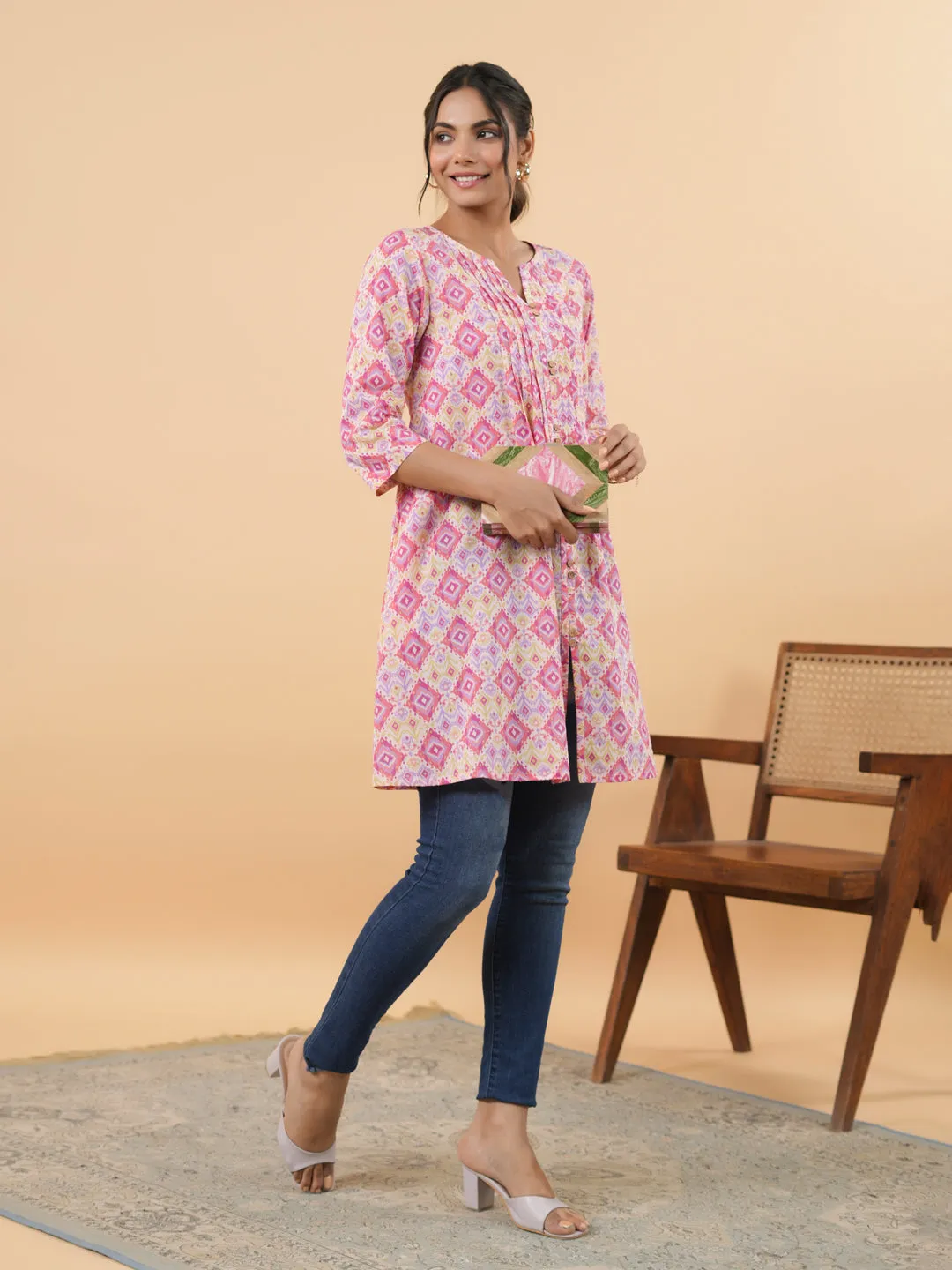 Women Pink Cambric Tunic