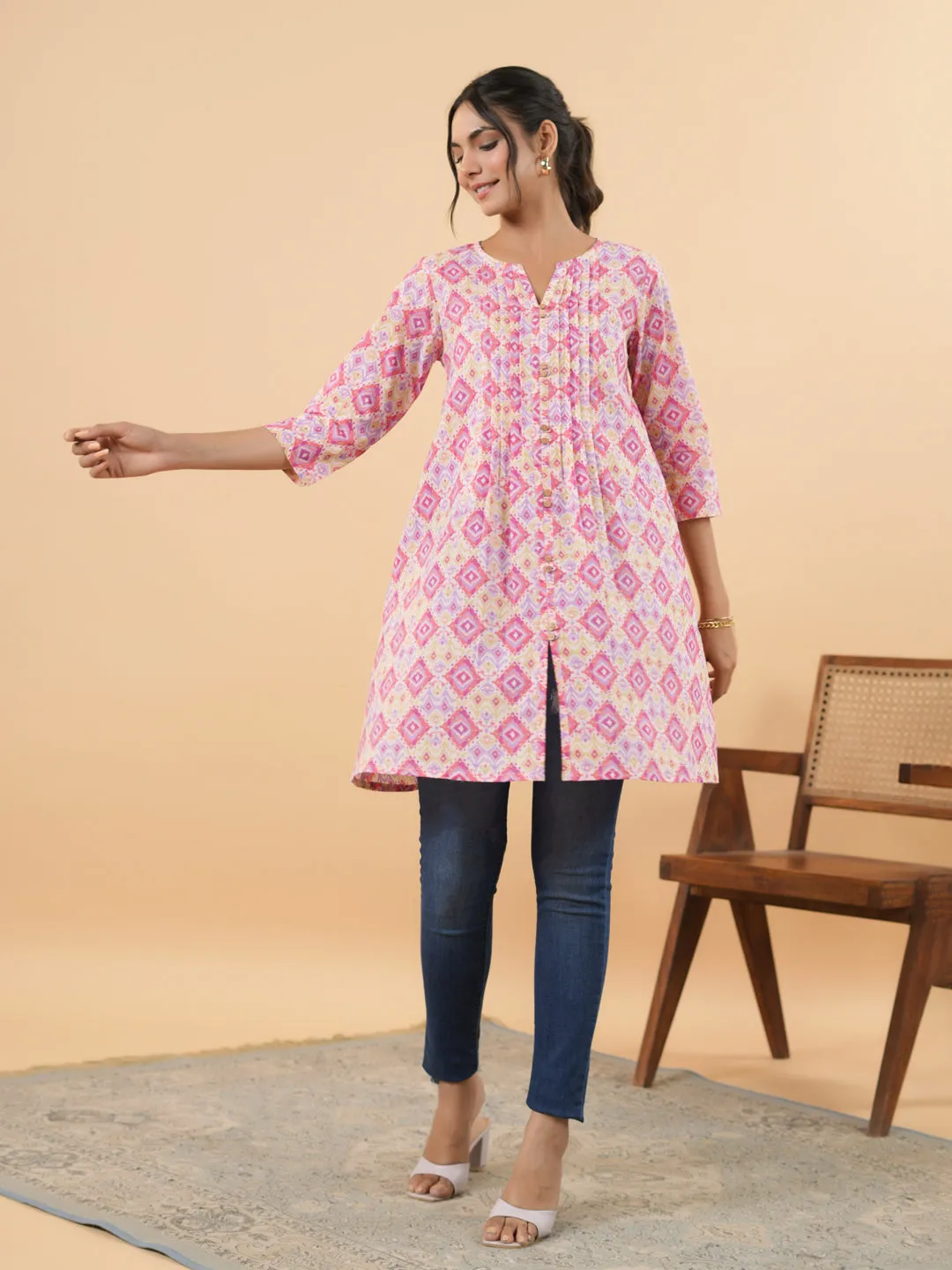 Women Pink Cambric Tunic