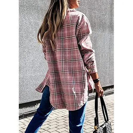 Women's Fall Clothes Plaid  Jacket Long Sleeve